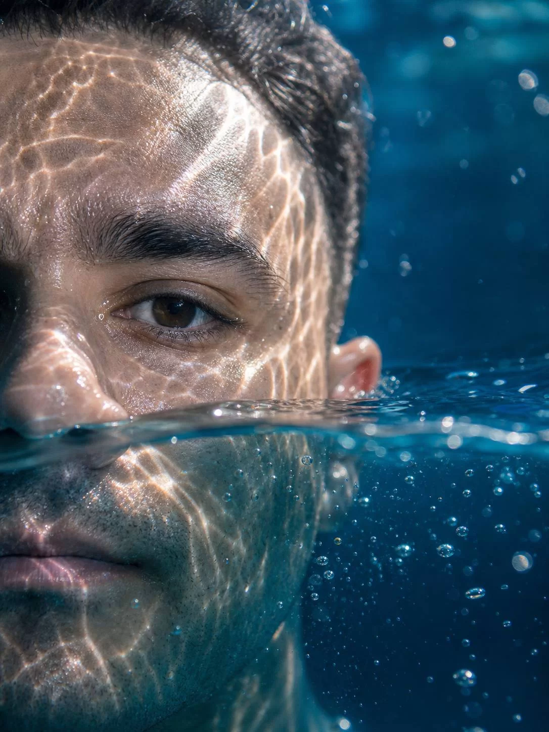 پرامپت پرتره زیر آب با تمرکز روی چشم | Underwater Macro Portrait