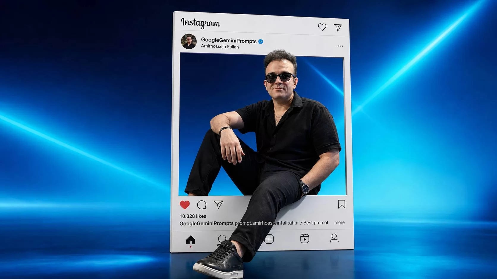پرامپت عکس سه‌بعدی از قاب اینستاگرام | 3D Instagram Post