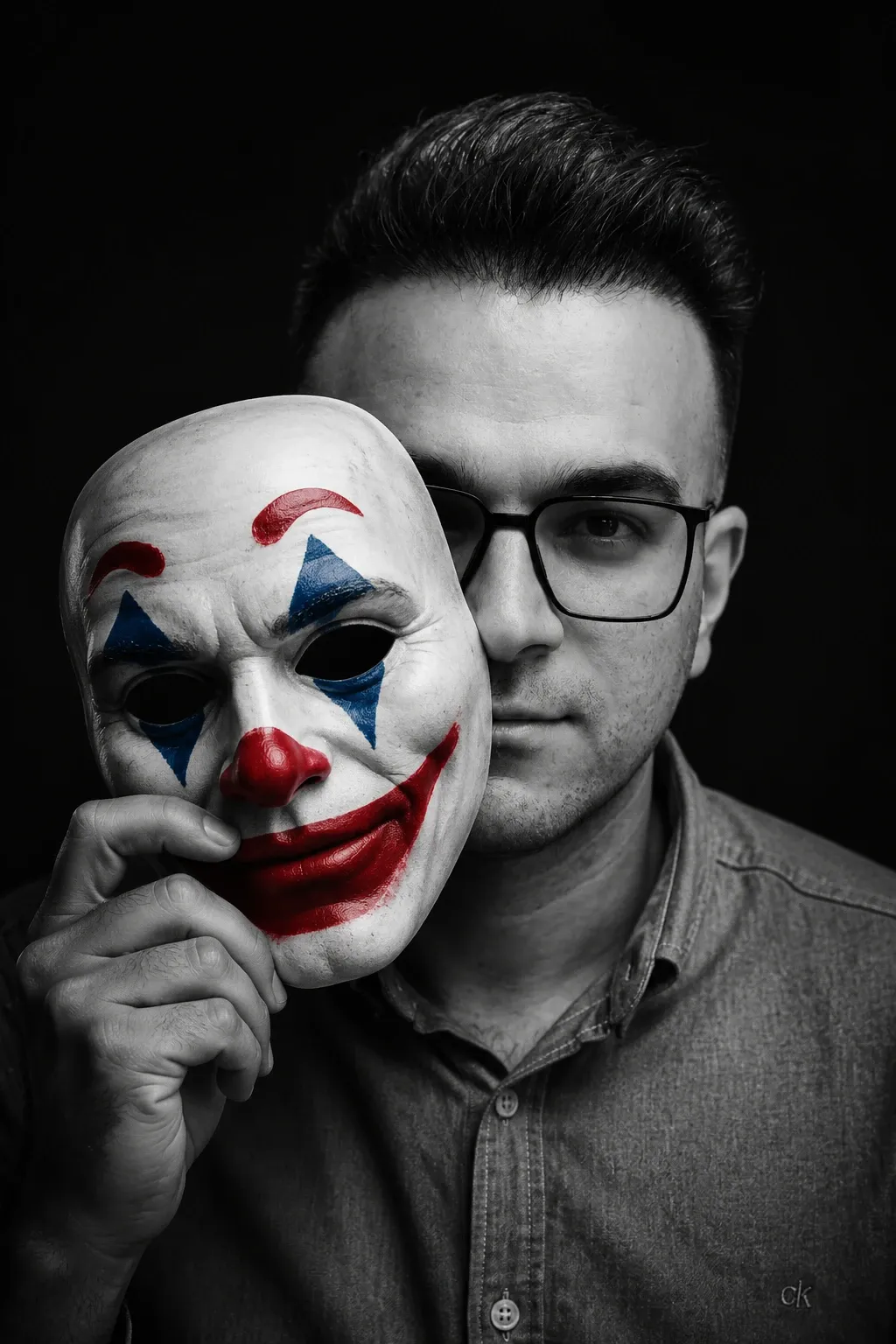 پرتره دوگانگی هویت با ماسک جوکر | Duality & Hidden Identity