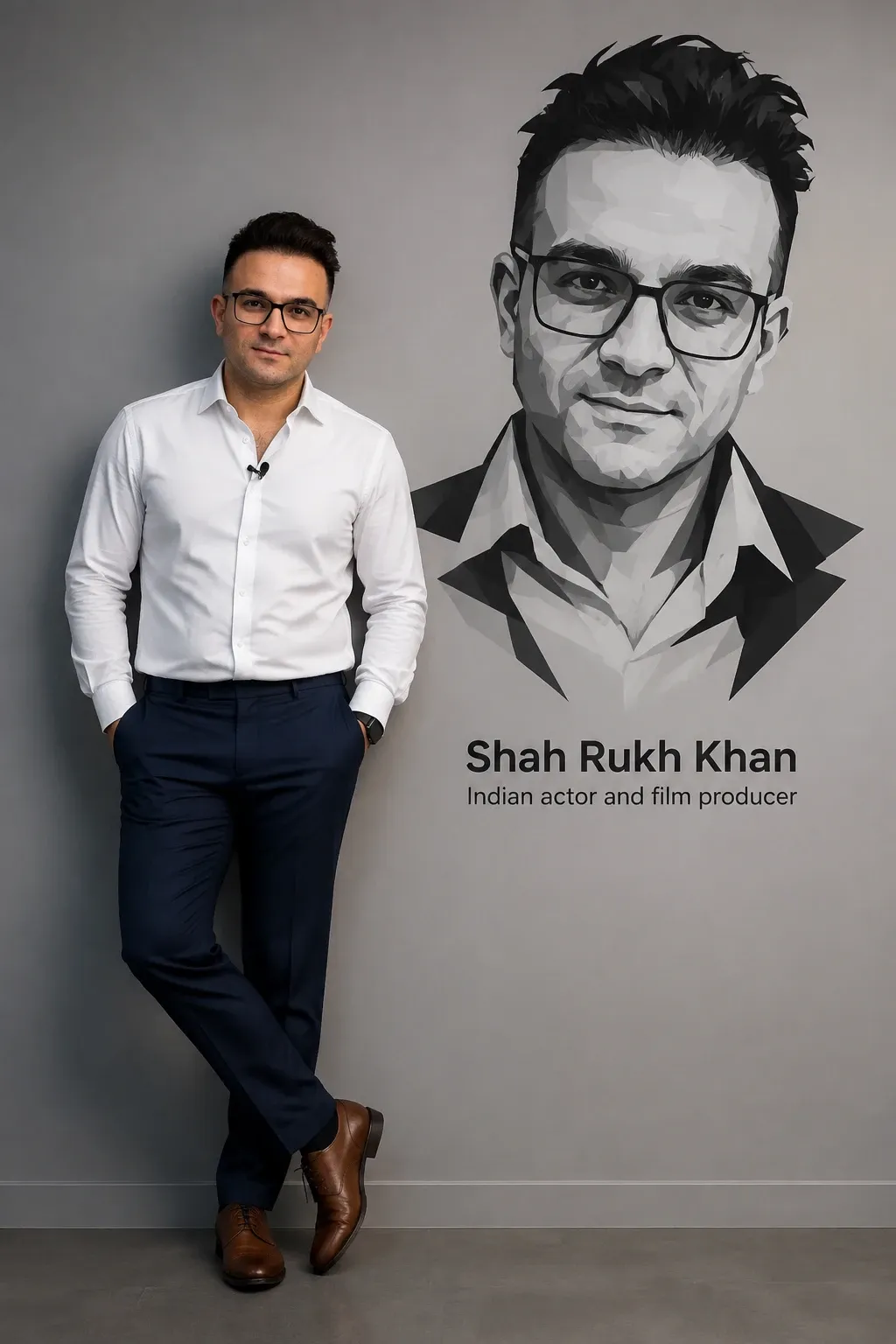 پرتره مردانه با تصویر گرافیکی چهره روی دیوار | Graphic Wall Portrait