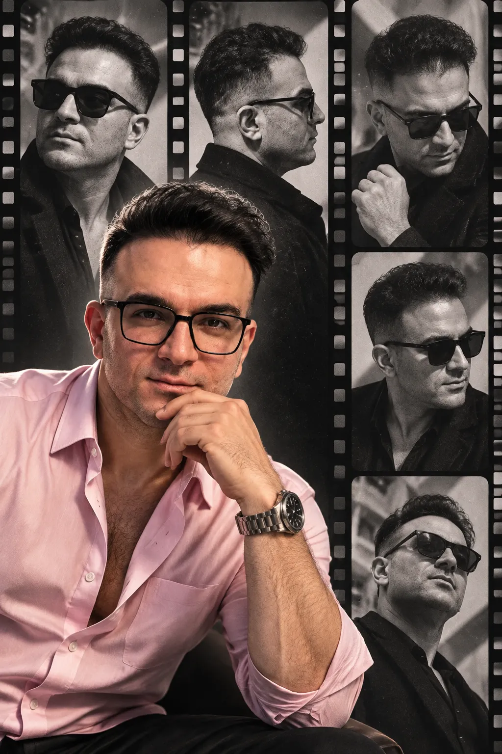پوستر کلاژ پرتره مردانه با استایل فشن | Portrait Collage Poster